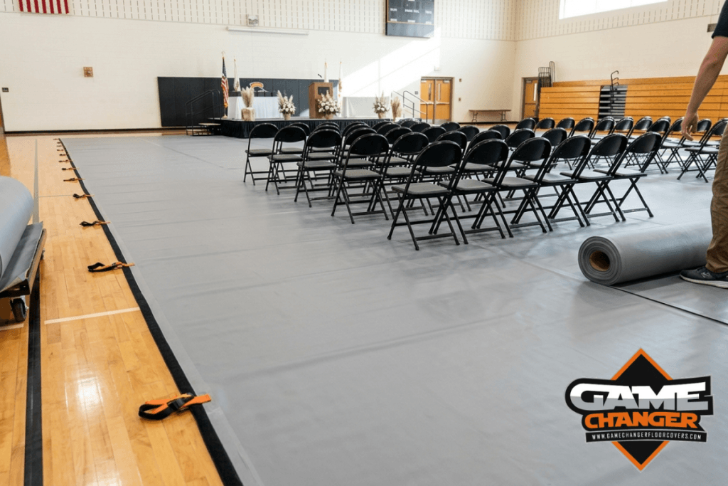graduation floor protection for a busy school gym